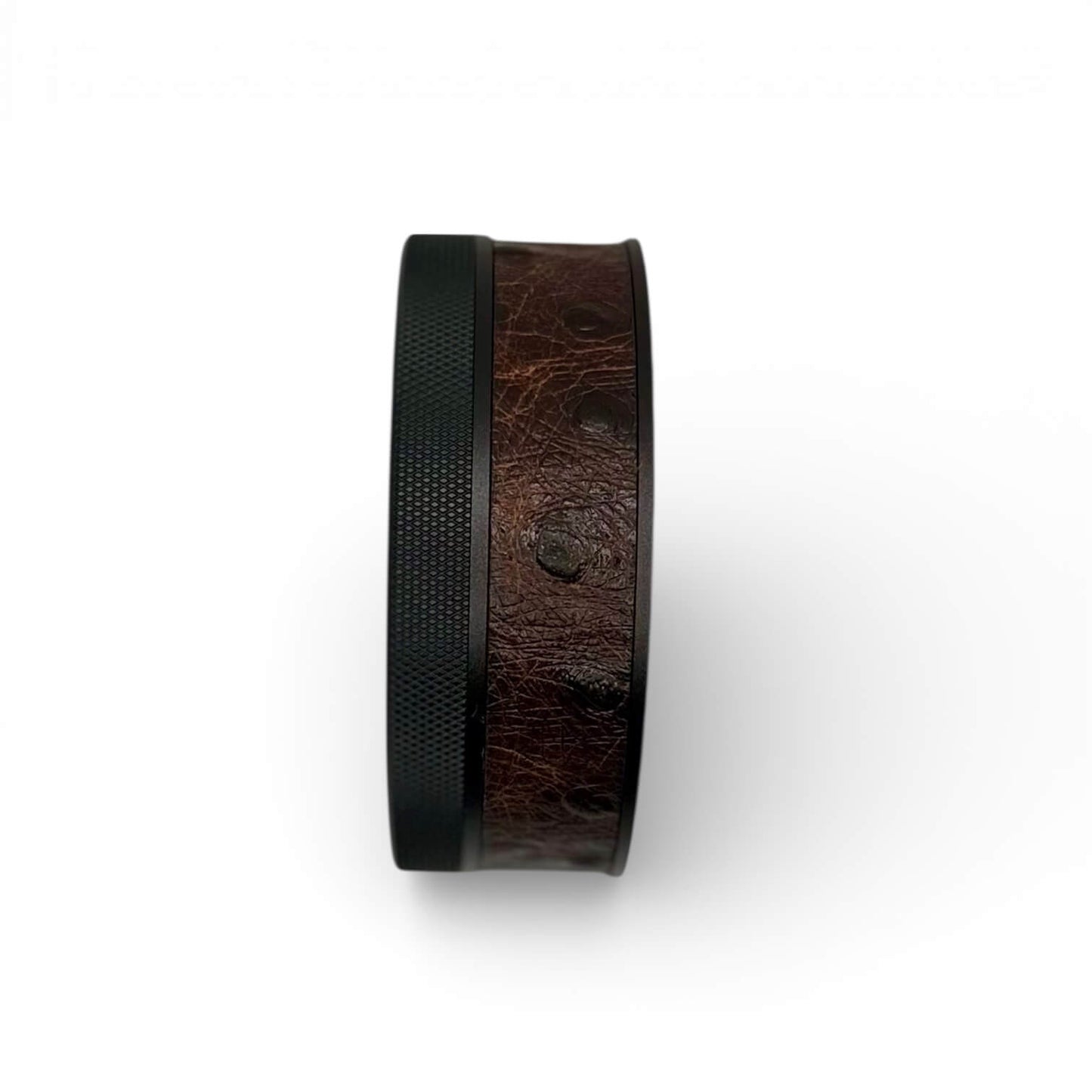 Black on Embossed Ostrich Leather Ruk Can