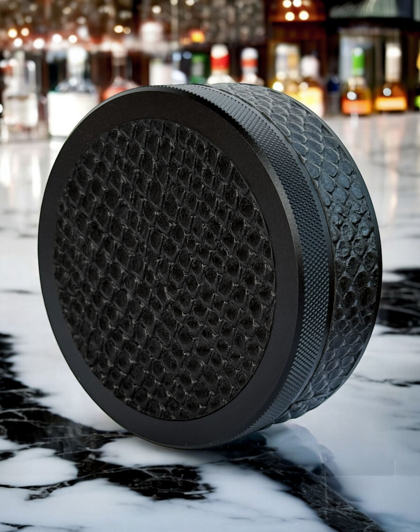 Black on Black Snake Leather Ruk-Can
