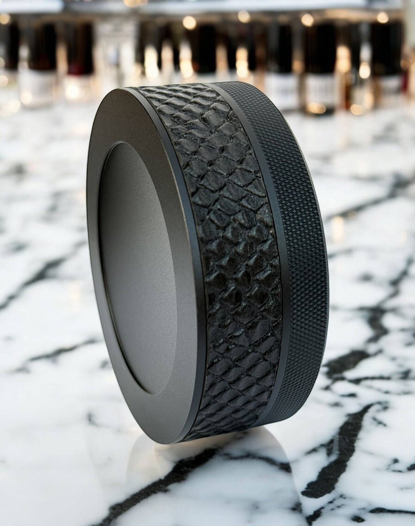 Black on Black Snake Leather Ruk-Can