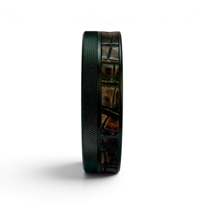 Black on Brown Embossed Croc Leather Ruk Can Slim