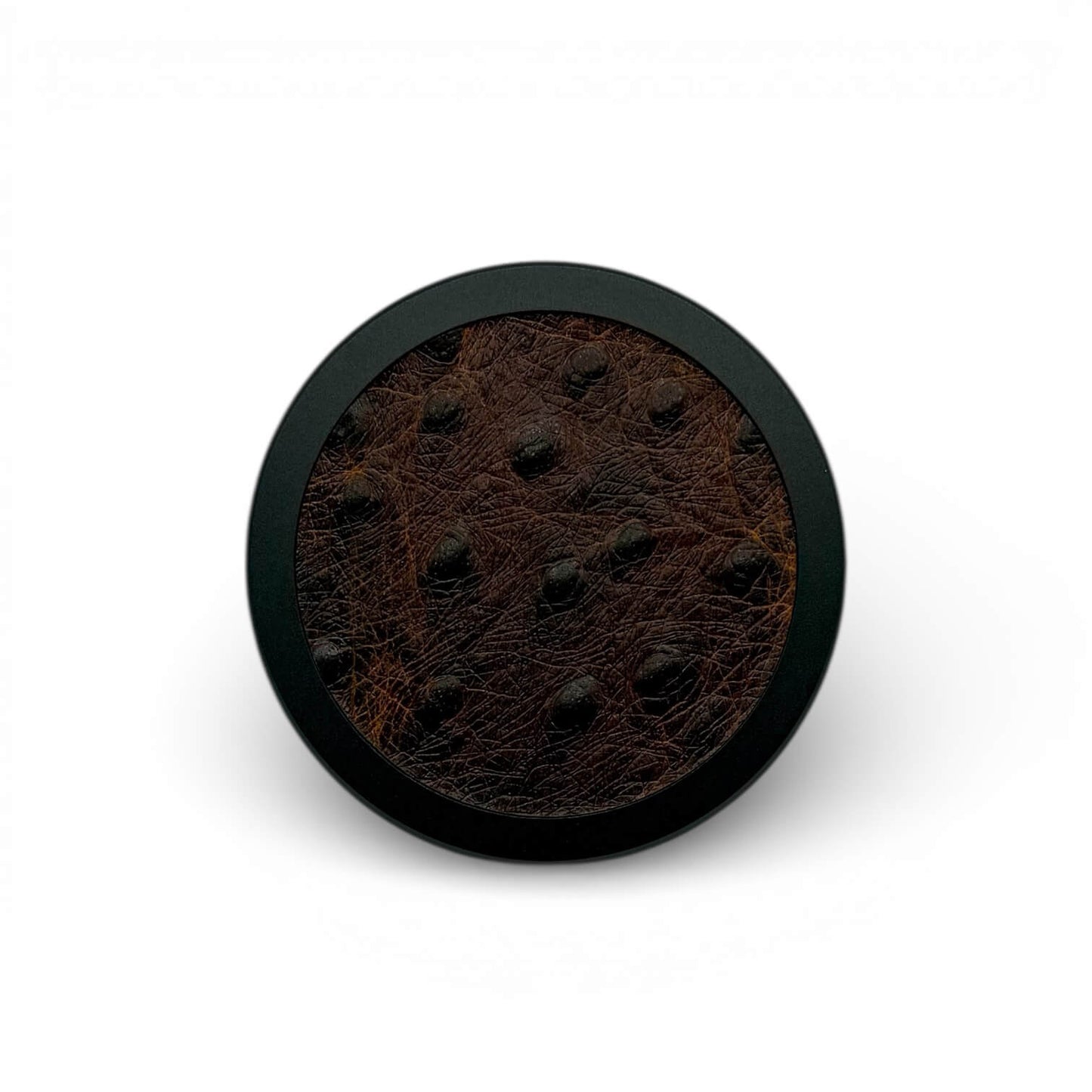 Black on Embossed Ostrich Leather Ruk Can