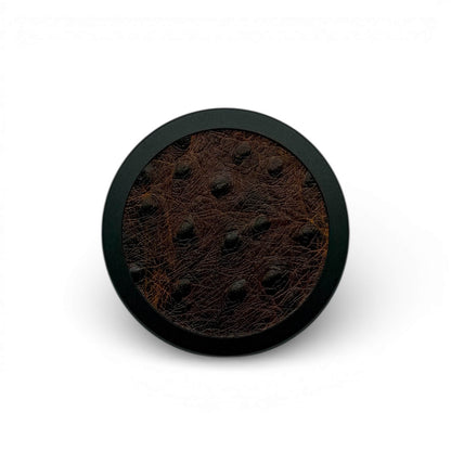 Black on Embossed Ostrich Leather Ruk Can