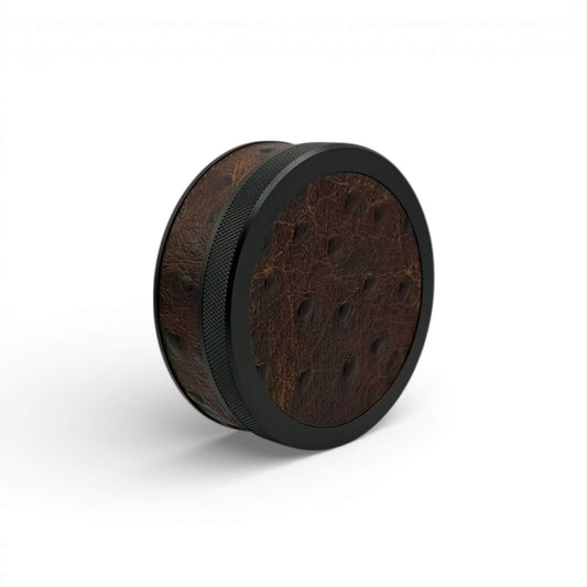 Black on Embossed Ostrich Leather Ruk Can