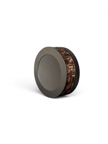 Black on Brown Embossed Croc Leather Ruk Can